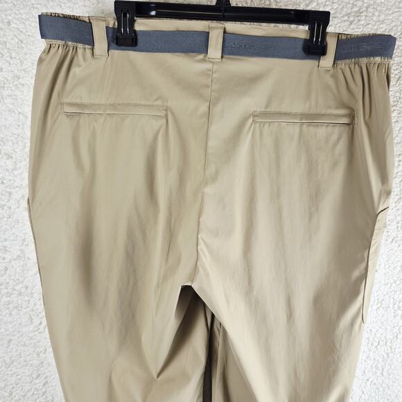 LL Bean Pants Mens Medium Khaki SunSmart UPF 50+ Outdoor Hiking Nylon Belted - Picture 13 of 16